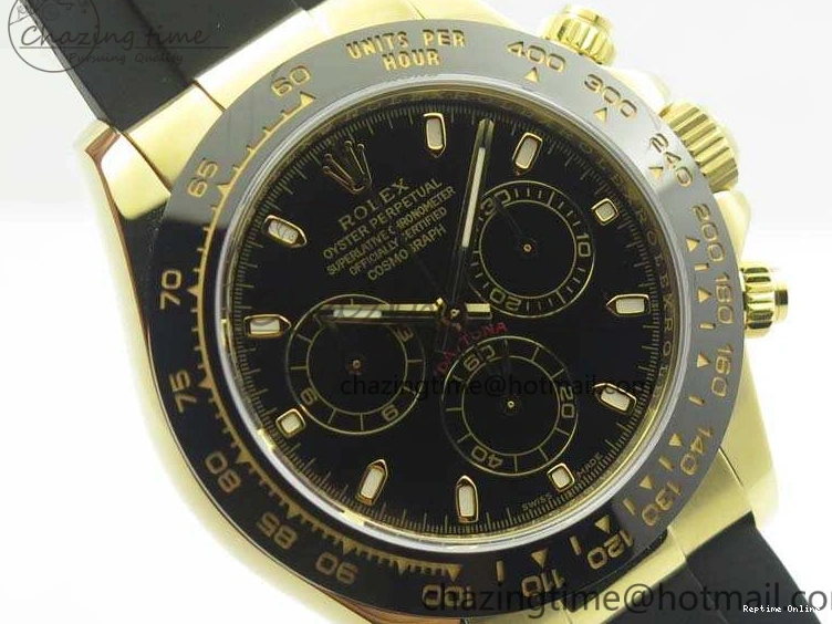 0109 Tailored Daytona 116518 LN YG ARF 1:1 Best Edition Black Dial On Rubber Strap A4130 Super Clone 3479